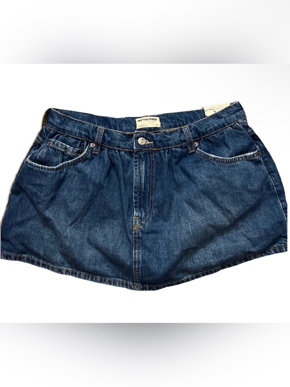 Free People Demi Womens Denim Skort Aura Dark Blue Size 31